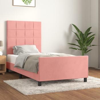 ARDEBO.de - Bettgestell mit Kopfteil Rosa 90x190 cm Samt