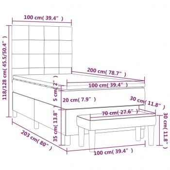 Boxspringbett mit Matratze Dunkelblau 100x200 cm Samt