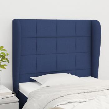 ARDEBO.de - Kopfteil mit Ohren Blau 83x23x118/128 cm Stoff