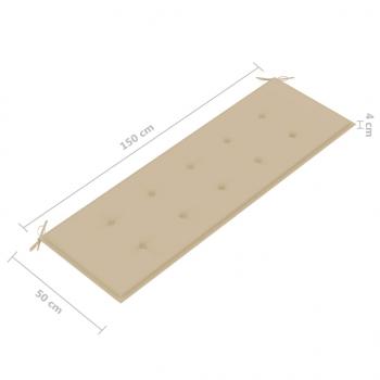 3-Sitzer-Gartenbank mit Auflage 150 cm Massivholz Eukalyptus