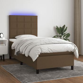 ARDEBO.de - Boxspringbett mit Matratze & LED Dunkelbraun 90x200 cm Stoff