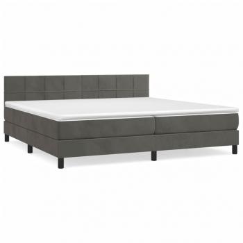 Boxspringbett mit Matratze Dunkelgrau 200x200 cm Samt