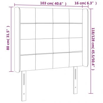 LED Kopfteil Dunkelgrau 103x16x118/128 cm Samt