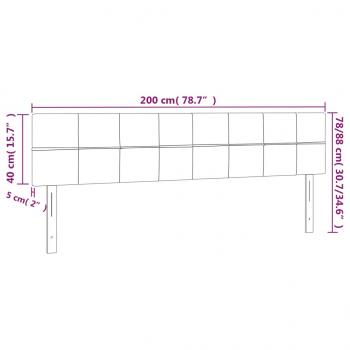 LED Kopfteil Dunkelgrau 200x5x78/88 cm Samt