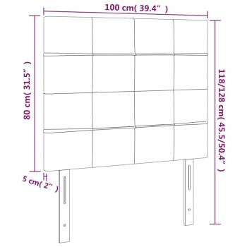 LED Kopfteil Dunkelgrau 100x5x118/128 cm Samt