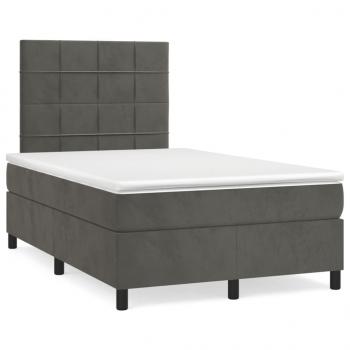 Boxspringbett mit Matratze Dunkelgrau 120x200 cm Samt