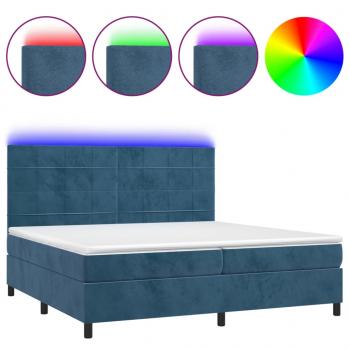 Boxspringbett mit Matratze & LED Dunkelblau 200x200 cm Samt