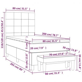 Boxspringbett mit Matratze Dunkelgrau 80x200 cm Samt