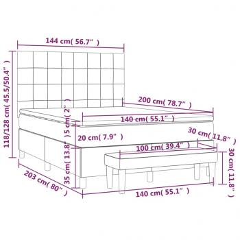 Boxspringbett mit Matratze Dunkelgrau 140x200 cm Samt