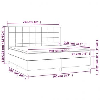 Boxspringbett mit Matratze & LED Dunkelgrau 200x200 cm Samt