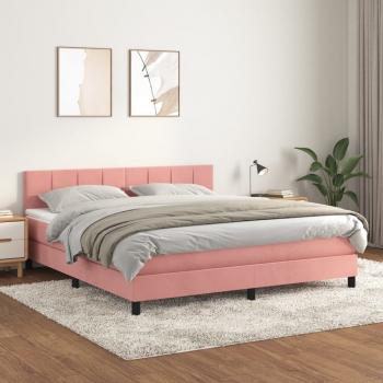 ARDEBO.de - Boxspringbett mit Matratze Rosa 160x200 cm Samt