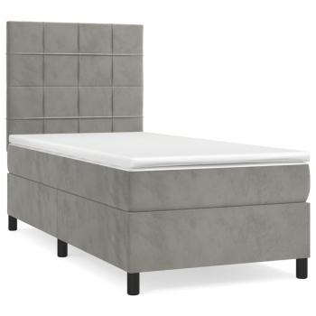 Boxspringbett mit Matratze Hellgrau 80x200 cm Samt