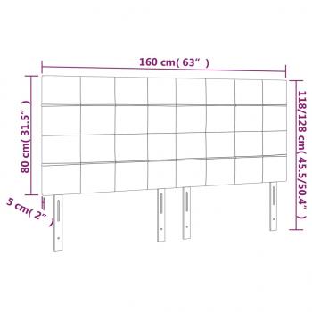 Kopfteile 4 Stk. Hellgrau 80x5x78/88 cm Samt