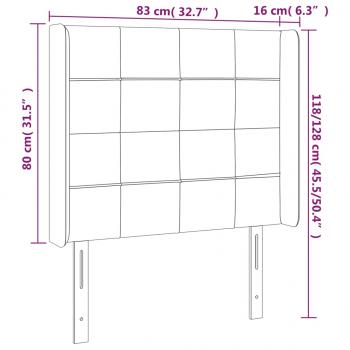 LED Kopfteil Hellgrau 83x16x118/128 cm Samt