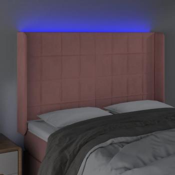 LED Kopfteil Rosa 147x16x118/128 cm Samt