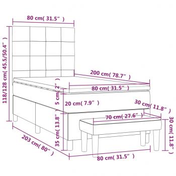 Boxspringbett mit Matratze Dunkelblau 80x200 cm Samt