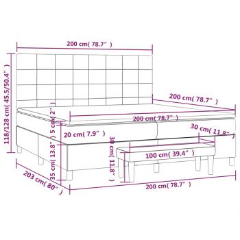 Boxspringbett mit Matratze Dunkelgrau 200x200 cm Samt