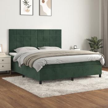 ARDEBO.de - Boxspringbett mit Matratze Dunkelgrün 180x200 cm Samt