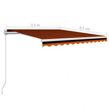 Einziehbare Markise Handbetrieben 350 x 250 cm Orange und Braun