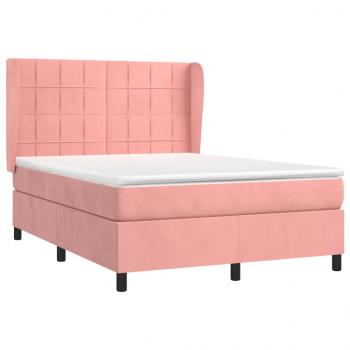 Boxspringbett mit Matratze Rosa 140x190 cm Samt