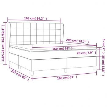 Boxspringbett mit Matratze Hellgrau 160x200 cm Samt