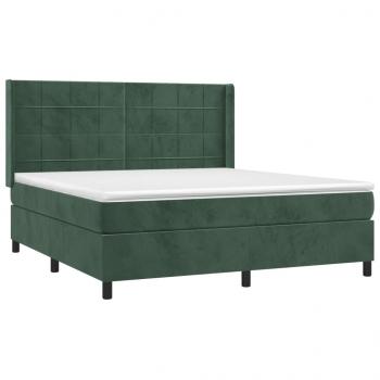 Boxspringbett mit Matratze Dunkelgrün 180x200 cm Samt