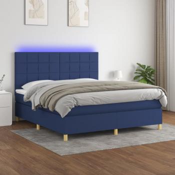 ARDEBO.de - Boxspringbett mit Matratze & LED Blau 160x200 cm Stoff