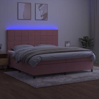 Boxspringbett mit Matratze & LED Rosa 200x200 cm Samt