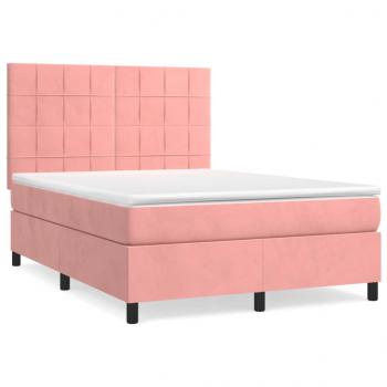 Boxspringbett mit Matratze Rosa 140x200 cm Samt