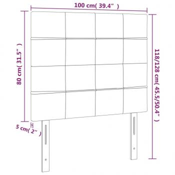 LED Kopfteil Dunkelbraun 100x5x118/128 cm Stoff