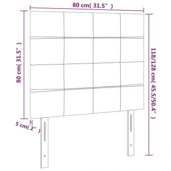 LED Kopfteil Hellgrau 80x5x118/128 cm Samt