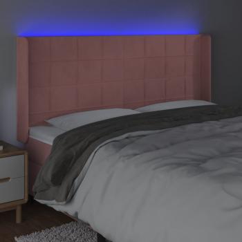 LED Kopfteil Rosa 163x16x118/128 cm Samt