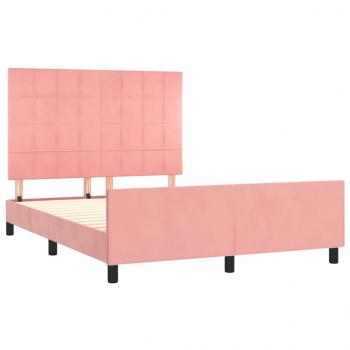 Bettgestell mit Kopfteil Rosa 140x190 cm Samt