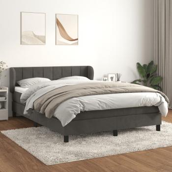 ARDEBO.de - Boxspringbett mit Matratze Dunkelgrau 140x190 cm Samt