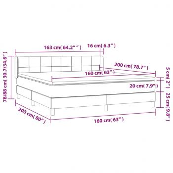 Boxspringbett mit Matratze Dunkelgrau 160x200 cm Samt