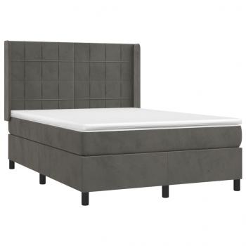 Boxspringbett mit Matratze Dunkelgrau 140x190 cm Samt