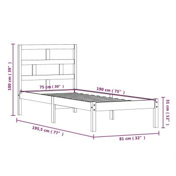 Massivholzbett 75x190 cm