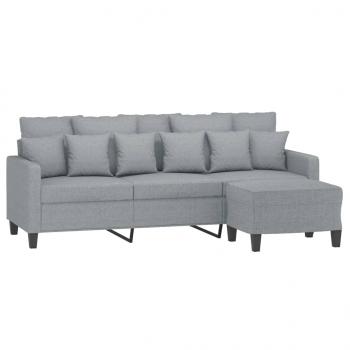 3-Sitzer-Sofa mit Hocker Hellgrau 180 cm Stoff