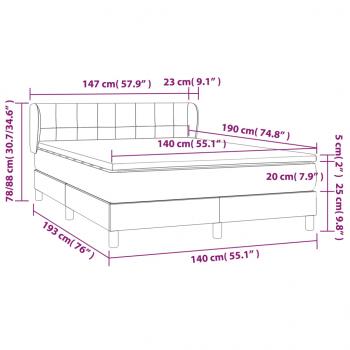 Boxspringbett mit Matratze Dunkelblau 140x190 cm Samt