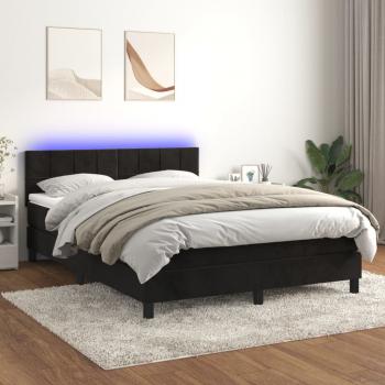 ARDEBO.de - Boxspringbett mit Matratze & LED Schwarz 140x190 cm Samt