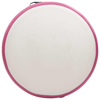 Aufblasbare Gymnastikmatte mit Pumpe 100x100x15 cm PVC Rosa