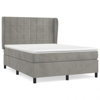 Boxspringbett mit Matratze Hellgrau 140x190 cm Samt