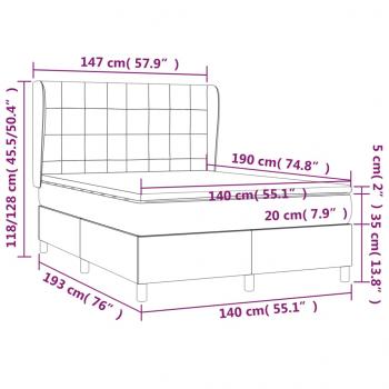 Boxspringbett mit Matratze Hellgrau 140x190 cm Samt