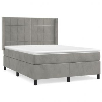 Boxspringbett mit Matratze Hellgrau 140x200 cm Samt