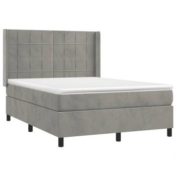 Boxspringbett mit Matratze Hellgrau 140x200 cm Samt