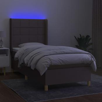 Boxspringbett mit Matratze & LED Taupe 90x200 cm Stoff