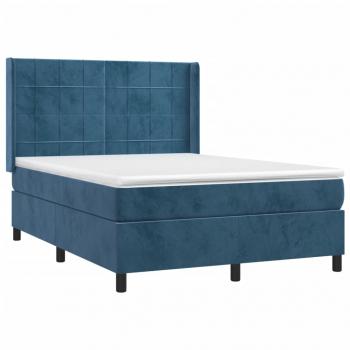 Boxspringbett mit Matratze & LED Dunkelblau 140x200 cm Samt