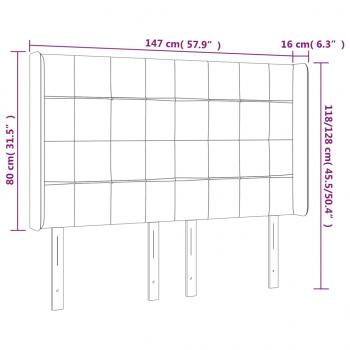 LED Kopfteil Dunkelblau 147x16x118/128 cm Samt