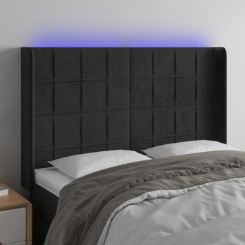 ARDEBO.de - LED Kopfteil Schwarz 147x16x118/128 cm Samt