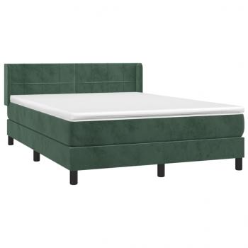 Boxspringbett mit Matratze Dunkelgrün 140x190 cm Samt